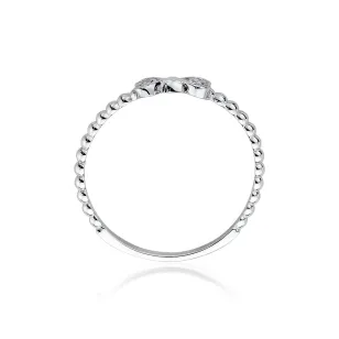 Złoty Pierścionek 585 Białe Złoto Diamenty Kokardka 0,03ct