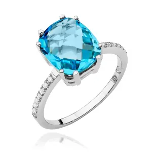 Topaz pierścionek z białego złota 585