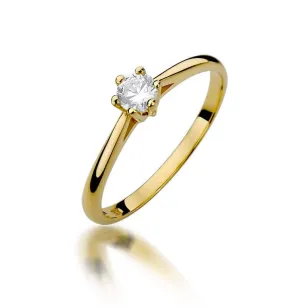 Złoty Pierścionek 585 z diamentem brylant 0,15ct