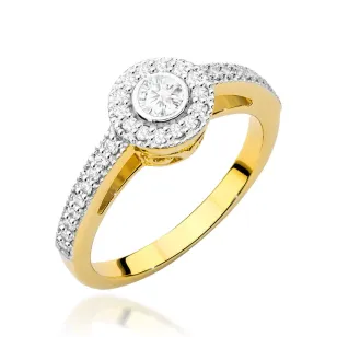 Złoty Pierścionek 585 Brylant Diamenty 0,37ct