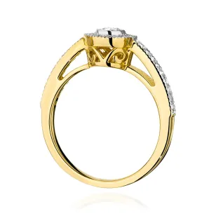 Złoty Pierścionek 585 Brylant Diamenty 0,37ct