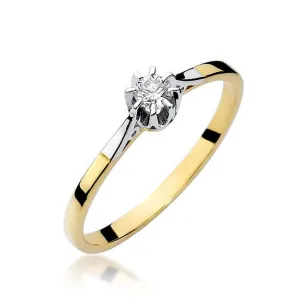Złoty Pierścionek 585 z diamentem brylant 0,10ct