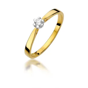 Złoty Pierścionek 585 z diamentem brylant 0,10ct
