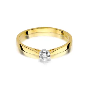 Złoty Pierścionek 585 z diamentem brylant 0,10ct