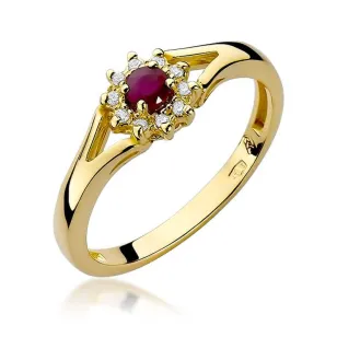Złoty Pierścionek 585 z diamentem rubin 0,15ct