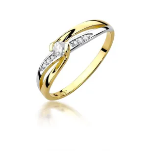 Złoty Pierścionek 585 z diamentem brylant 0,10ct