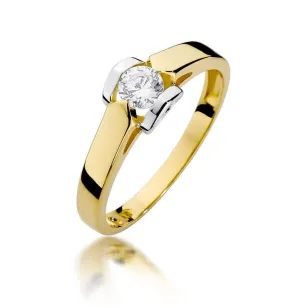 Złoty Pierścionek 585 z diamentem brylant 0,30ct