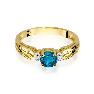 Pierścionek topaz London blue diamenty