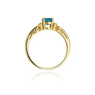 Pierścionek topaz London blue diamenty