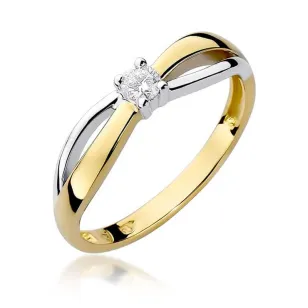 Złoty Pierścionek 585 z diamentem brylant 0,10ct