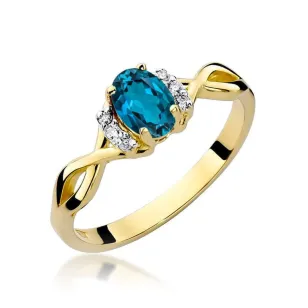 Pierścionek topaz London blue 585 certyfikat