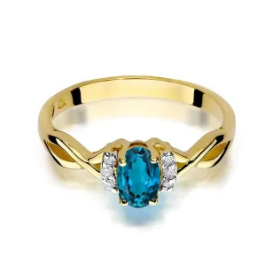 Pierścionek topaz London blue 585 certyfikat