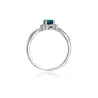 Złoty Pierścionek 585 Białe Złoto Przeplatany Topaz London Blue Diamenty