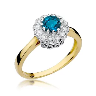 Pierścionek topaz London blue brylanty