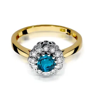 Pierścionek topaz London blue brylanty