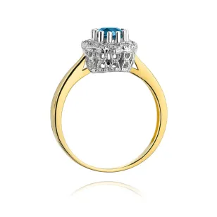 Pierścionek topaz London blue brylanty