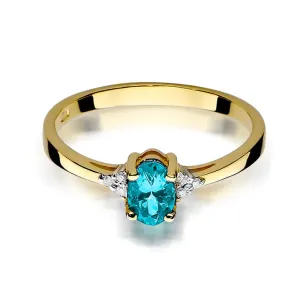 Pierścionek topaz diamenty złoto 585