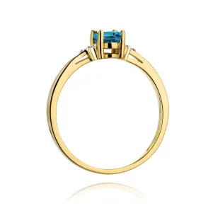 Pierścionek topaz diamenty złoto 585