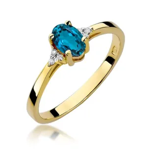 Topaz London blue pierścionek brylanty złoto 585