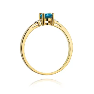 Topaz London blue pierścionek brylanty złoto 585