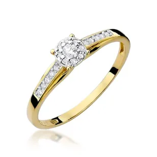 Złoty Pierścionek 585 z diamentem brylant 0,13ct