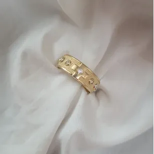 Goldring mit Strasssteinen SQUARE P2.1296 | ergold