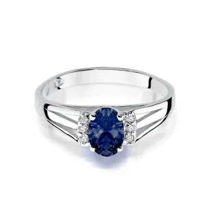Pierścionek szafir 0,70ct białe złoto 585