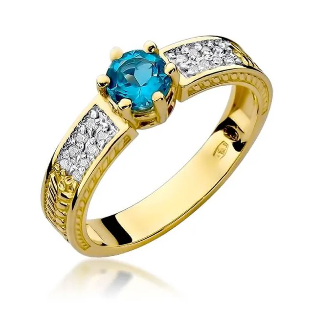 Złoty Pierścionek 585 z diamentem topaz 0,50ct