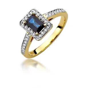 Złoty Pierścionek 585 z diamentem szafir 0,60ct