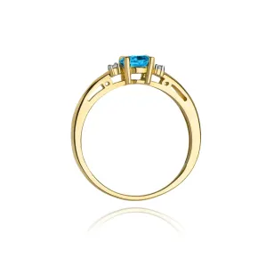 Topaz pierścionek złoty diamenty