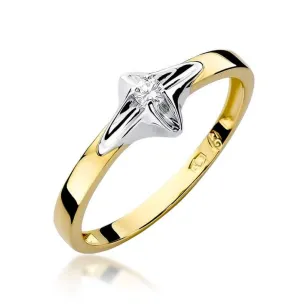 Złoty Pierścionek 585 z diamentem brylant 0,05ct