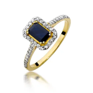 Złoty Pierścionek 585 z diamentem szafir 0,60ct