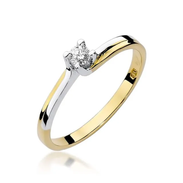 Złoty Pierścionek 585 z diamentem brylant 0,08ct