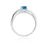 Złoty Pierścionek 585 Białe Złoto Diamenty Topaz London Blue