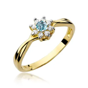 Złoty Pierścionek 585 Przeplatany Diament Topaz