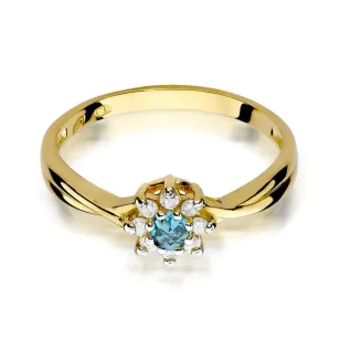 Złoty Pierścionek 585 Przeplatany Diament Topaz