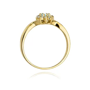 Złoty Pierścionek 585 Przeplatany Diament Topaz