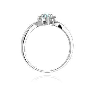 Złoty Pierścionek 585 Białe Złoto Przeplatany Diament Topaz