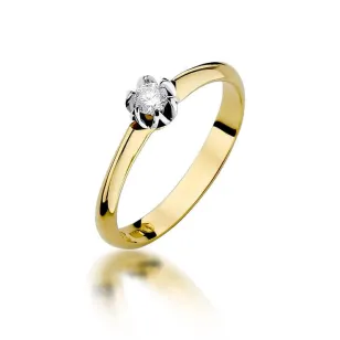 Złoty Pierścionek 585 z diamentem brylant 0,10ct