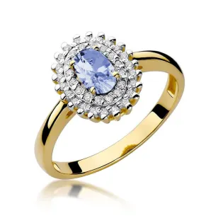 Złoty Pierścionek 585 z diamentem tanzanit 0,40ct