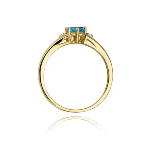 Złoty pierścionek 585 z topazem London blue 0,50ct