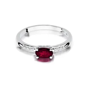 Złoty pierścionek 585 rubin 0,60ct białe złoto