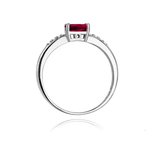 Złoty pierścionek 585 rubin 0,60ct białe złoto
