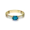 Złoty Pierścionek 585 Diament Topaz London Blue