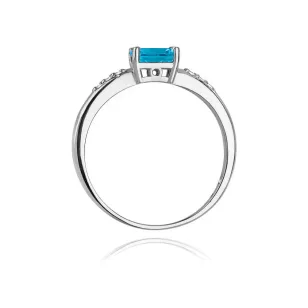Pierścionek topaz London blue 0,50ct białe złoto