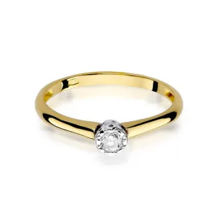 Złoty Pierścionek 585 z diamentem brylant 0,13ct