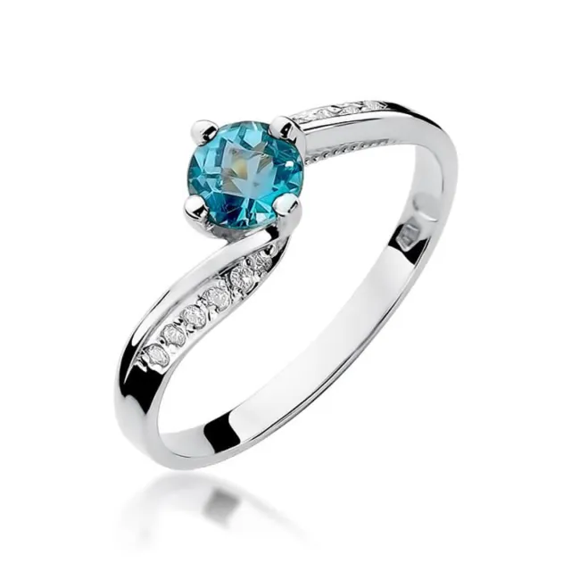 Pierścionek topaz 0,50ct brylanty białe złoto