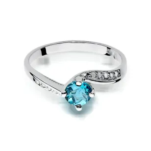 Pierścionek topaz 0,50ct brylanty białe złoto