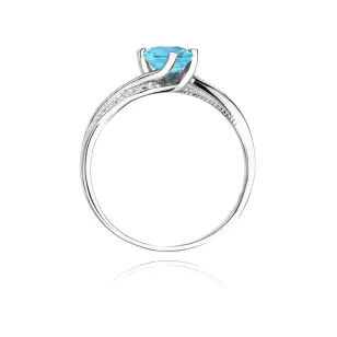 Pierścionek topaz 0,50ct brylanty białe złoto