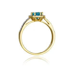 Pierścionek topaz London blue i diamenty